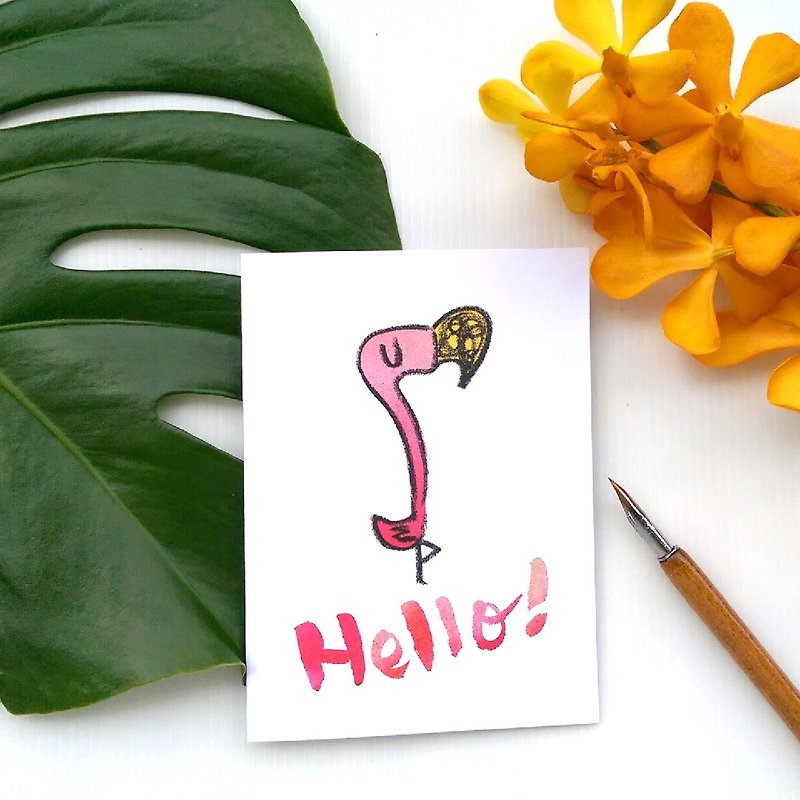 Flamingo Greeting Card - การ์ด/โปสการ์ด - กระดาษ สึชมพู