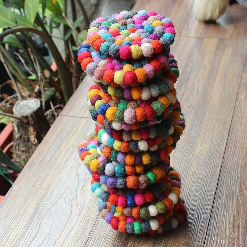 ☆ saibaba ethnique // handmade wool felt balls coasters ☆ (random shipments do not pick the color) - ผ้ารองโต๊ะ/ของตกแต่ง - ขนแกะ หลากหลายสี