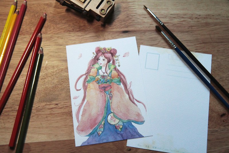 Ancient costume hero lady postcard - การ์ด/โปสการ์ด - กระดาษ สึชมพู