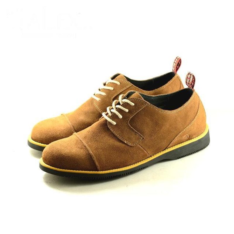 [Dogyball] AN003- ALEX Minimalistic Classic Oxford Shoes TAN Tan/Wolf Brown - รองเท้าลำลองผู้ชาย - หนังแท้ สีนำ้ตาล