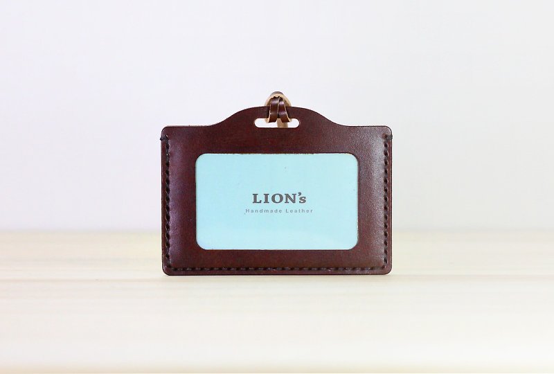 Single Card Horizontal ID Holder - Other - Genuine Leather Brown