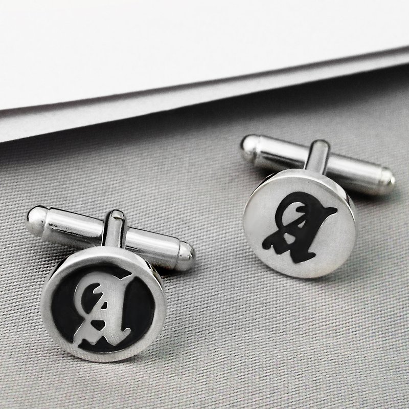 Customized cufflinks name English cufflinks 925 sterling silver cufflinks (inscribed or engraved models can be selected)-ART64 - กระดุมข้อมือ - เงินแท้ สีเงิน