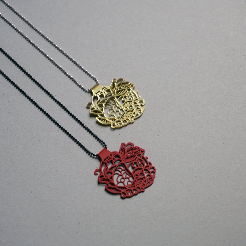 Maimai Festival-Metallic Necklace Red/Gold | Cultural Festival Good Luck - สร้อยคอ - โลหะ 