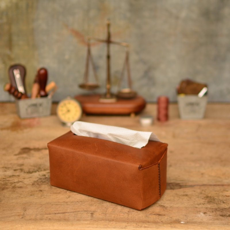 HIKER Leather Studio // Paper box_Brown color - Storage - Genuine Leather Brown