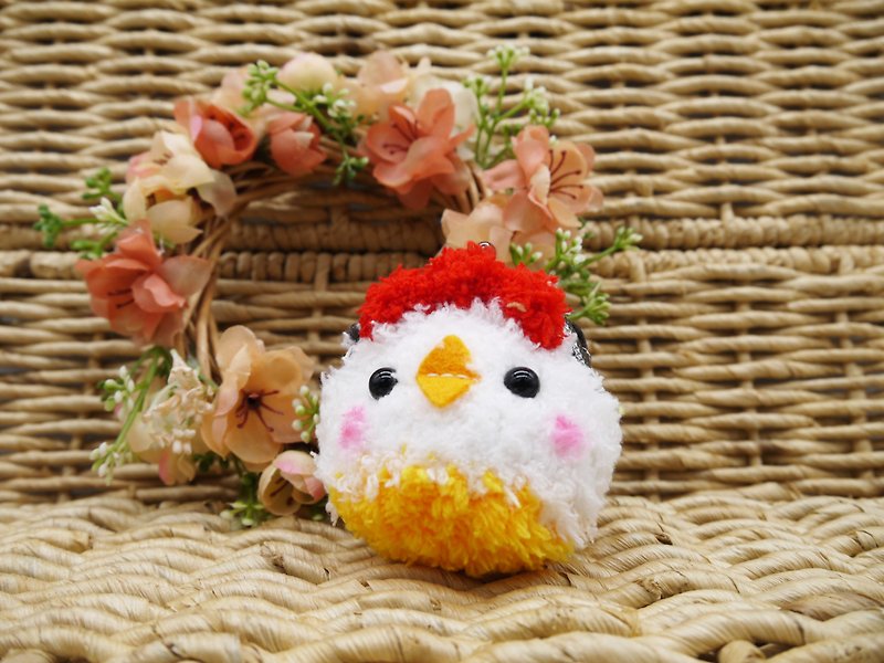 Animal wool knit mini purse mouth gold package - white chicken - Coin Purses - Other Materials White