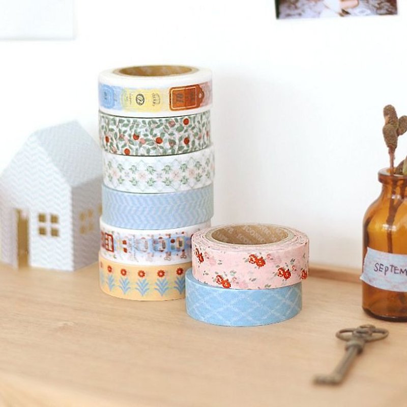 Clearing specials-iconic paper tape set (2 in)-14 blue sky flower season, ICO83412 - Washi Tape - Paper Blue