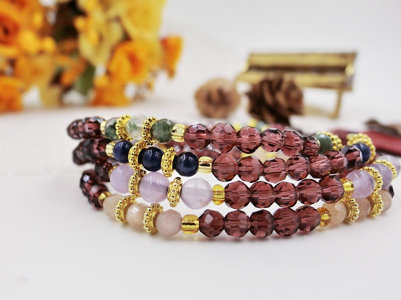 ❖FANG❖ [court] bracelet / Moonstone / plants agate / Purple / rock single soda sold - Bracelets - Gemstone Multicolor