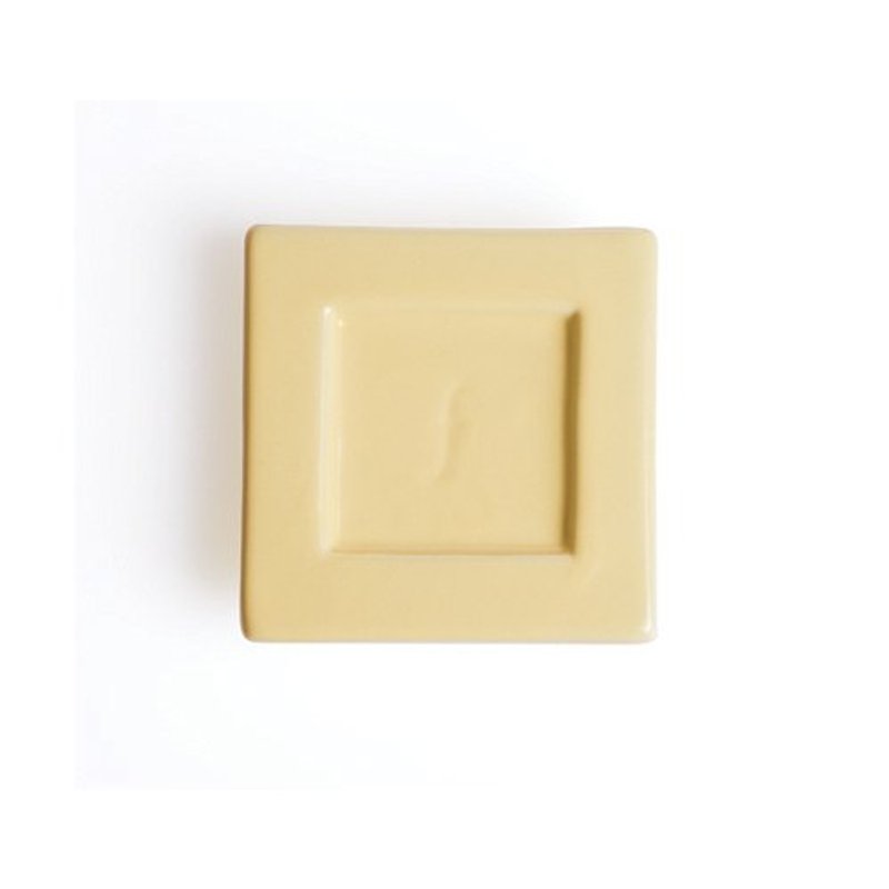 Tea Forte 2 into ceramic square saucer Tea Tray (Cream Yellow) Ceramic Tray-But - ถ้วย - วัสดุอื่นๆ สีทอง