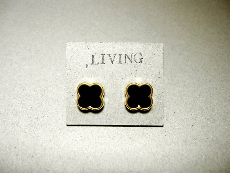 Black lucky _ Earring [needle] - Earrings & Clip-ons - Plastic Black