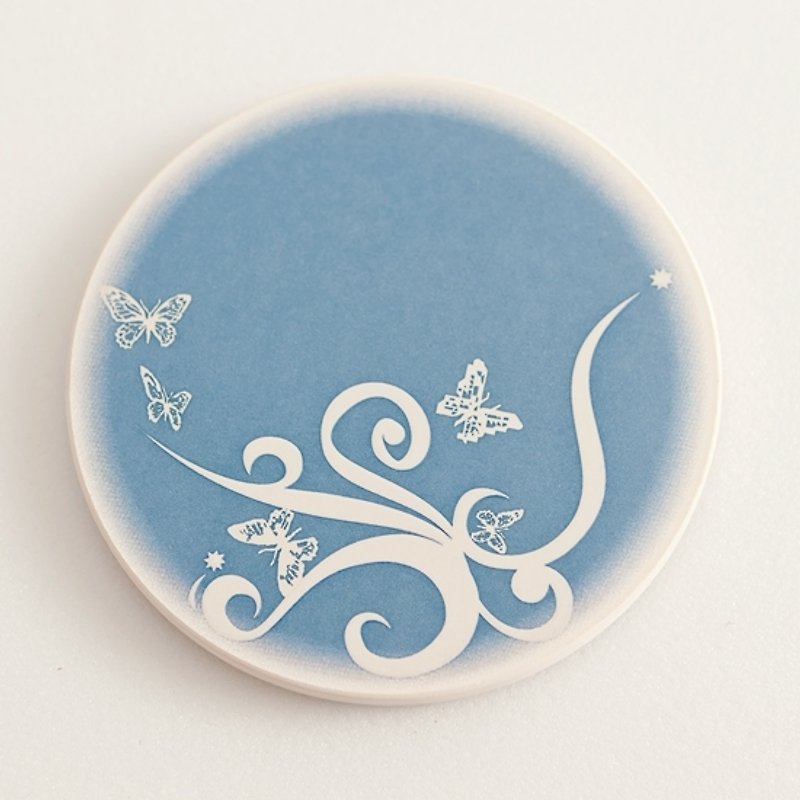[Slightly special] silhouette water coaster - blue - Coasters - Other Materials 