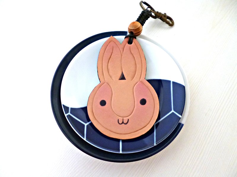 POPO│ original engraving │ forest. Lost little bunny. │ leather key ring - Keychains - Genuine Leather Black