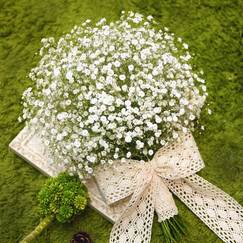 婚禮典藏-滿天星新娘捧花 乾燥花 (含捧花盒) - 乾花/永生花 - 植物．花 