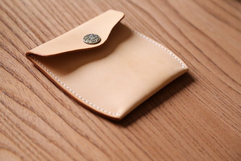 Tan storage bag cowhide hand-sewn DIY custom coin purse card holder - Leather Goods - Genuine Leather 