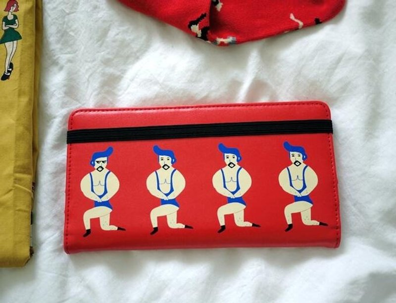 YIZISTOR printing leather wallet long wallet E - bodybuilder - กระเป๋าใส่เหรียญ - หนังแท้ สีแดง