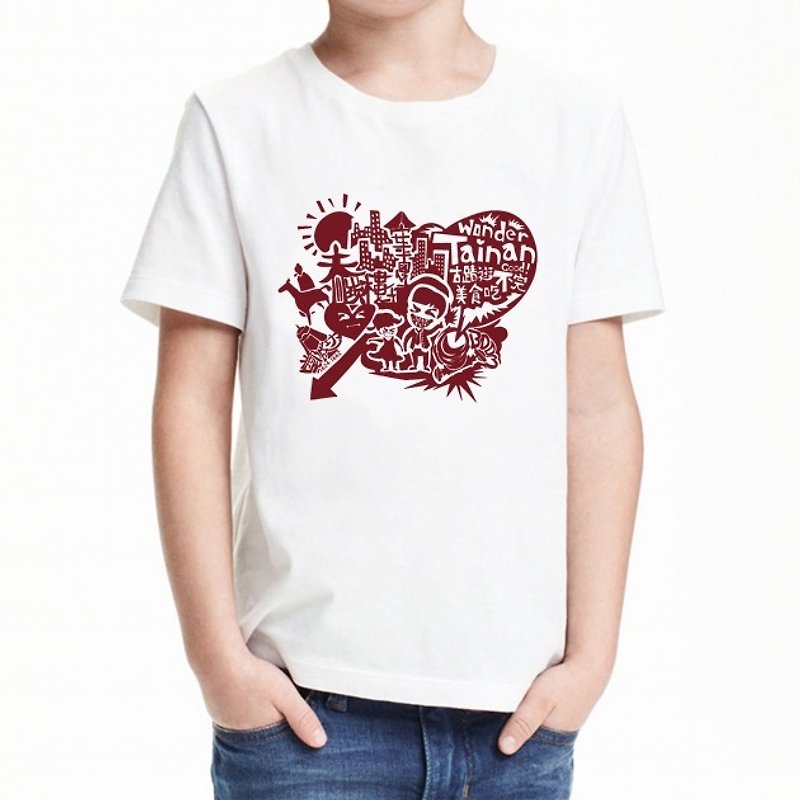 I Love Tainan T-shirt (Child) _White - เสื้อยืดผู้ชาย - ผ้าฝ้าย/ผ้าลินิน ขาว