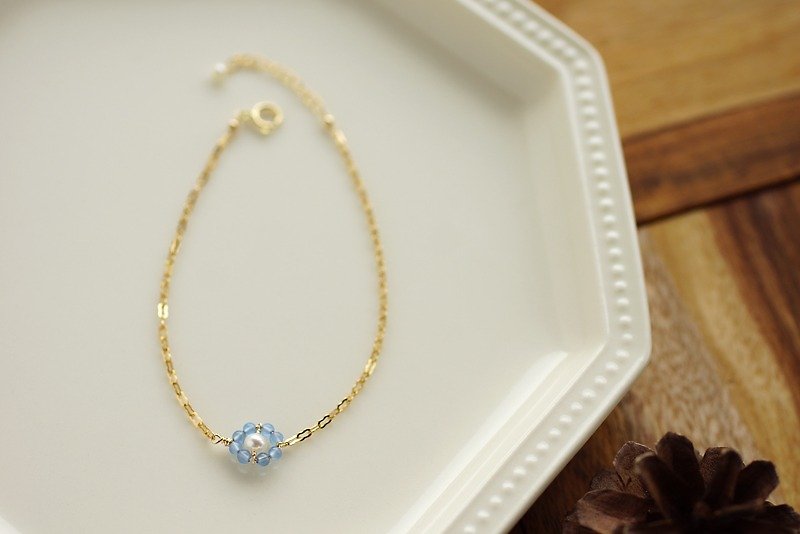 14kgf-Fleur Bleu bracelet - Bracelets - Semi-Precious Stones Blue