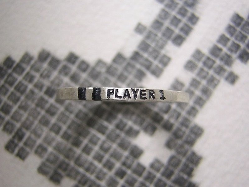 PLAYER 1 ( mille-feuille ) ( engraved stamped message sterling silver jewelry ring 电视游戏 电子游戏 兔子 刻印 雕刻 銀 戒指 指环 ) - แหวนทั่วไป - โลหะ 