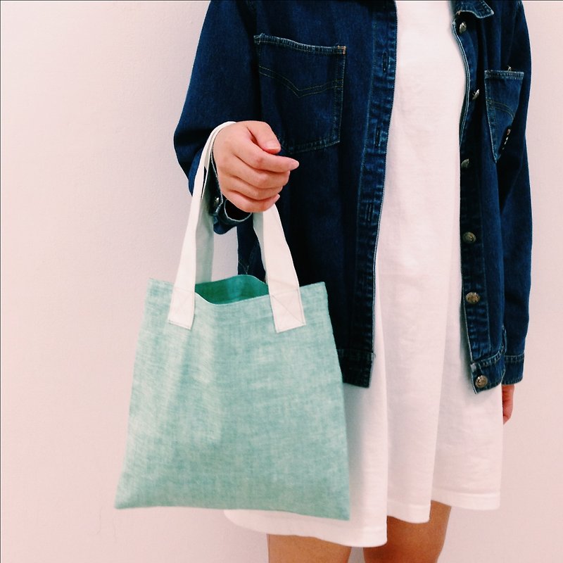 ::防潑水提袋::  白*水藍 - Handbags & Totes - Other Materials White