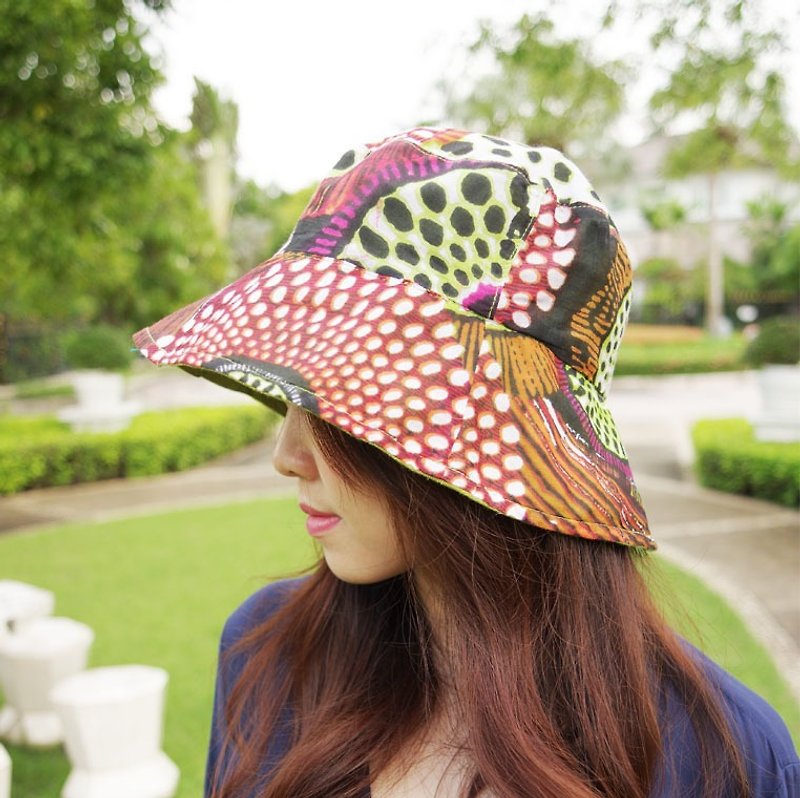 Boho Chic Style 漁夫帽-花卉圖案 - 帽子 - 棉．麻 咖啡色