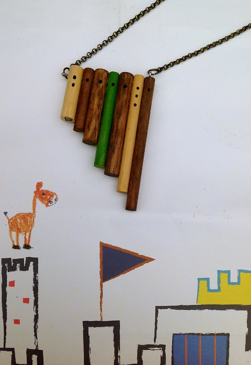 項鏈∞樹感原木排笛造型【限量】 - Necklaces - Wood Brown