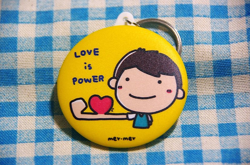 愛是力量 鏡子鑰匙圈 - 鑰匙圈/鎖匙扣 - 其他金屬 黃色