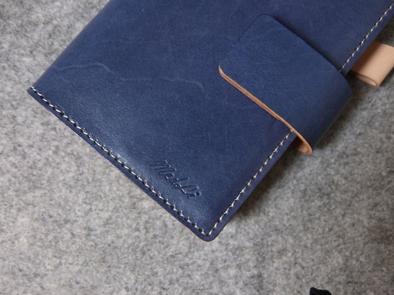 YOURS手工皮件 真皮隱形磁釦護照皮套 升級版 藍色皮革+原皮 - 護照夾/護照套 - 真皮 多色