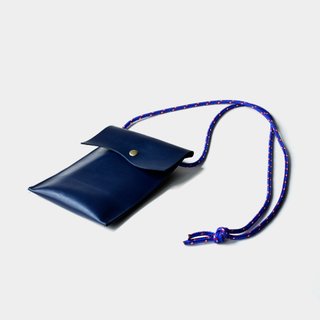 [Poseidon&amp;#39;s ear] cowhide mobile phone bag blue leather mobile phone bag hanging neck type can hold leisure card, ID IPHONE6, 6s, 7
