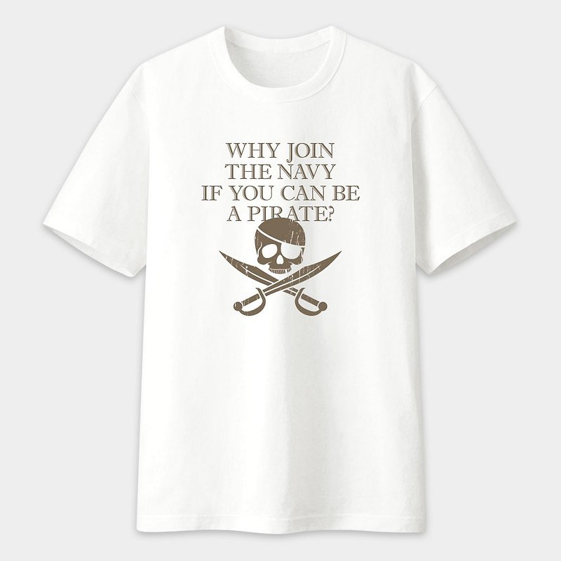 Creative trend American cotton T pirate skull parent-child couple text T-shirt PS007 - Unisex Hoodies & T-Shirts - Cotton & Hemp White