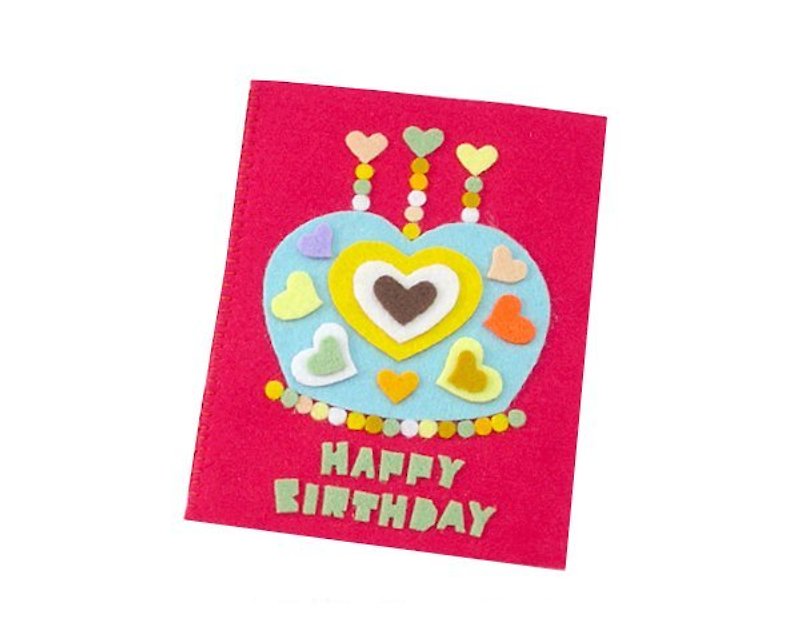 Handmade non-woven card _ Love Crown Cake Birthday Card D - การ์ด/โปสการ์ด - วัสดุอื่นๆ สีแดง