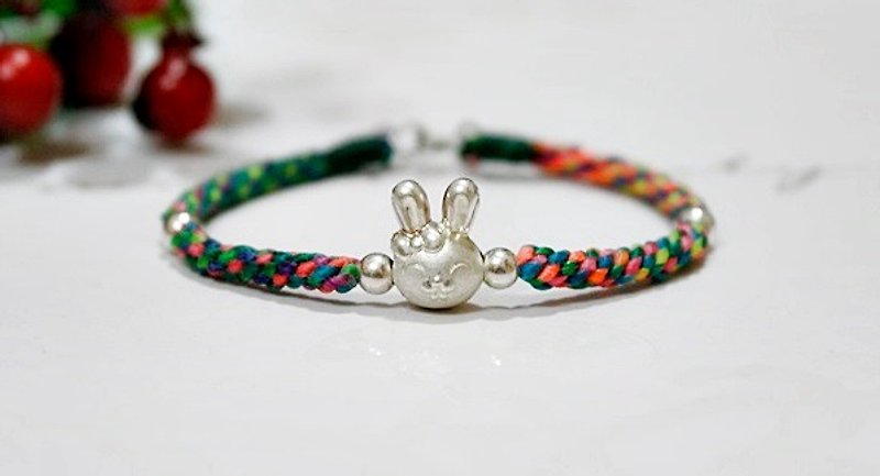 Thai Silk Wax Line X silver _ Doodle rabbit - can choose the color - # Rabbit control # Lunar New Year is a rabbit # cute - Bracelets - Wax Multicolor