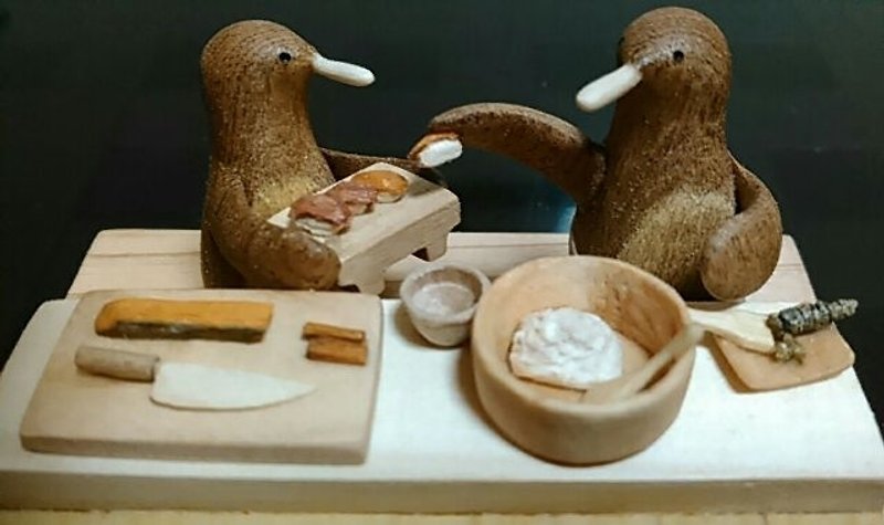 Sushi restaurant penguins set - ของวางตกแต่ง - ไม้ สีนำ้ตาล