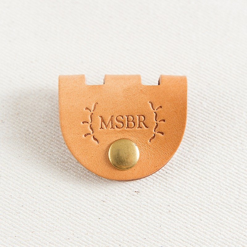 MSBR Leather - Leather Cable Clips , Cable Wrap , Cord Holder (Natural) - ที่เก็บสายไฟ/สายหูฟัง - หนังแท้ สีส้ม