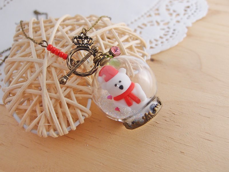 Merry Christmas! ◎ dream crystal ball. Department bronze polar bear x x x crystal rhinestone necklace long x] ● Christmas gift exchange - สร้อยคอ - วัสดุอื่นๆ ขาว
