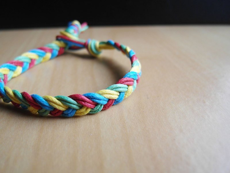 Red, yellow, Teal/ hand-woven bracelet - Bracelets - Genuine Leather Yellow