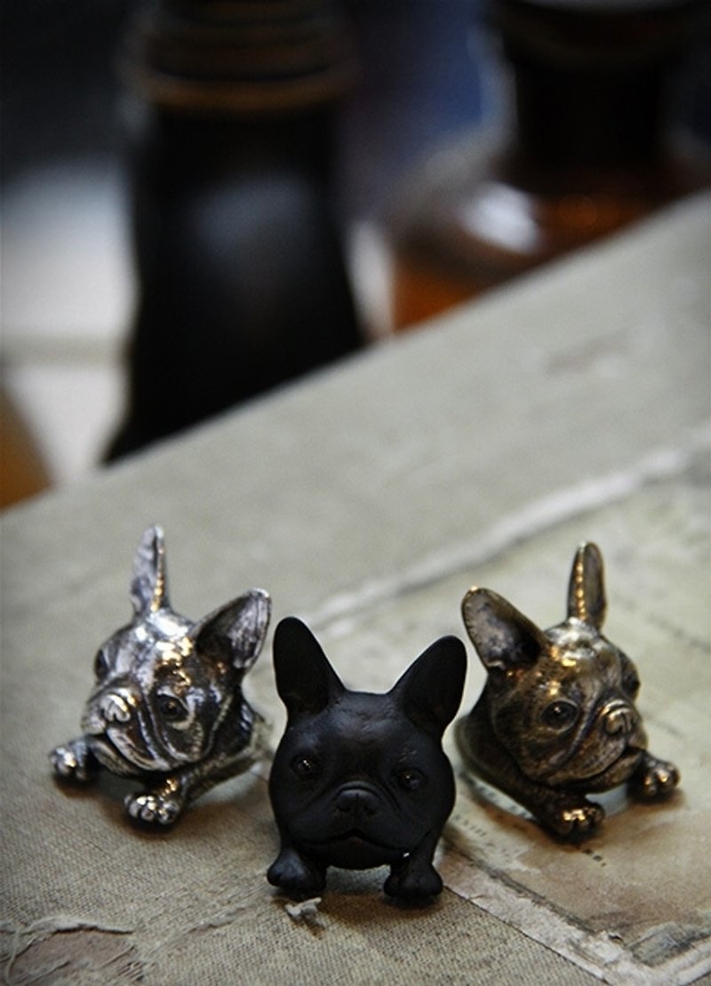 Big head French fighting dog ring - General Rings - Other Metals Gray