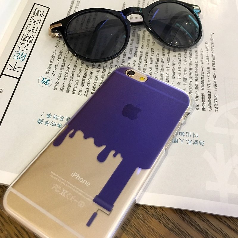 香港原創設計 紫藍色趣味油漆在牆上 iPhone Samsung 透明手機殼 - 手機殼/手機套 - 塑膠 紫色