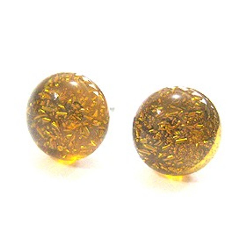 Transparent Golden Amber Silver Jewelry Glass Earrings - Earrings & Clip-ons - Glass Gold