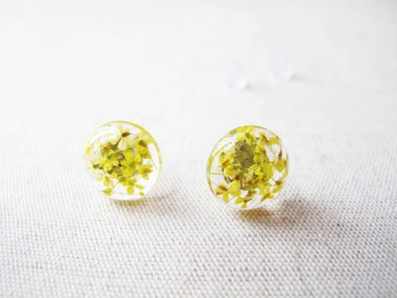 * Rosy Garden * bright yellow floral lace flower earrings Shuijingjiao - ต่างหู - วัสดุอื่นๆ สีเหลือง