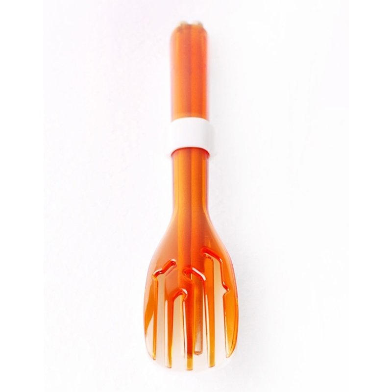 dipper 3 in 1 cypress eco-friendly tableware set-sweet love orange fork - ตะเกียบ - ไม้ สีส้ม