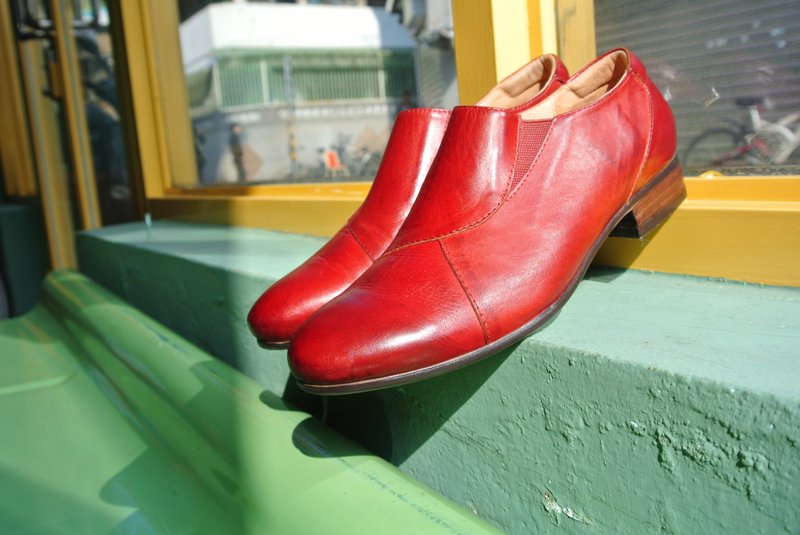 Wen Qing green mango than a package. Healthy walking ankle boots (red) - รองเท้าบูทสั้นผู้หญิง - หนังแท้ สีแดง