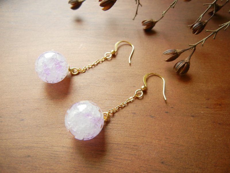 *Coucoubird*Purple White Ice earrings - gold - ต่างหู - แก้ว หลากหลายสี