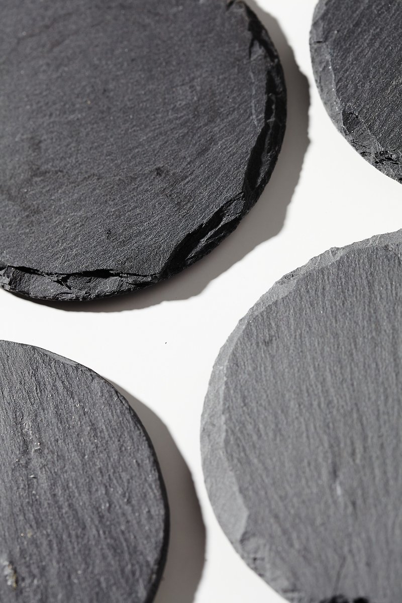 Gray Round Shale Coaster | Absorbent Coaster | Shaped Coaster | Non-slip Coaster - Coasters - Stone Gray
