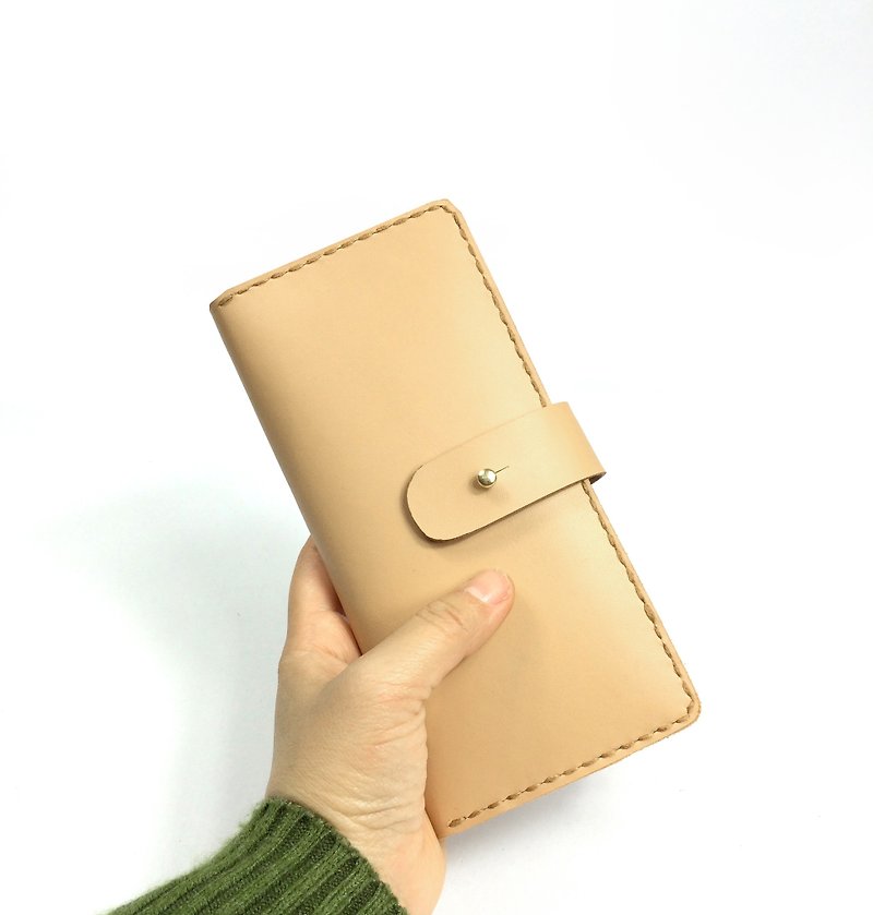 Zemoneni unisex leather purse Wallet in Beige color - กระเป๋าสตางค์ - หนังแท้ สีทอง