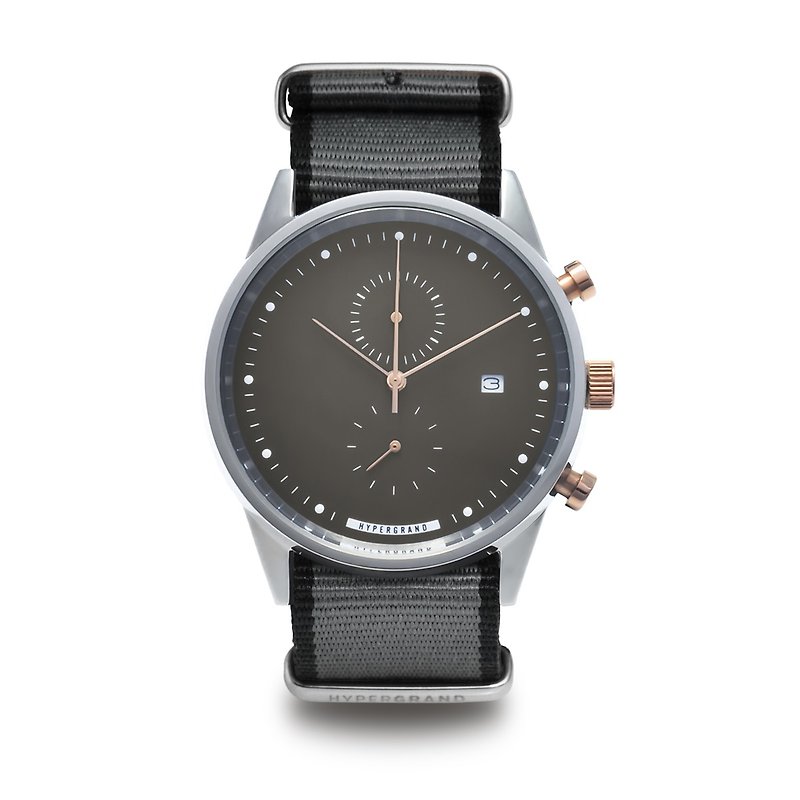 HYPERGRAND - Chrono Duotone Straight Jacquard Grey Cold Steel Chrono - watch color dial gray twill - Women's Watches - Other Materials Gray