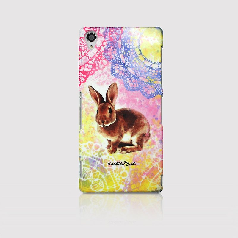 (Rabbit Mint) Mint Rabbit Phone Case - Drawing Lace Rabbit Series - Sony Z3 (P00069) - Phone Cases - Plastic Blue