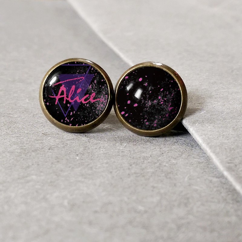 Custom hand-made earrings birthday gift lover - Earrings & Clip-ons - Other Metals Black