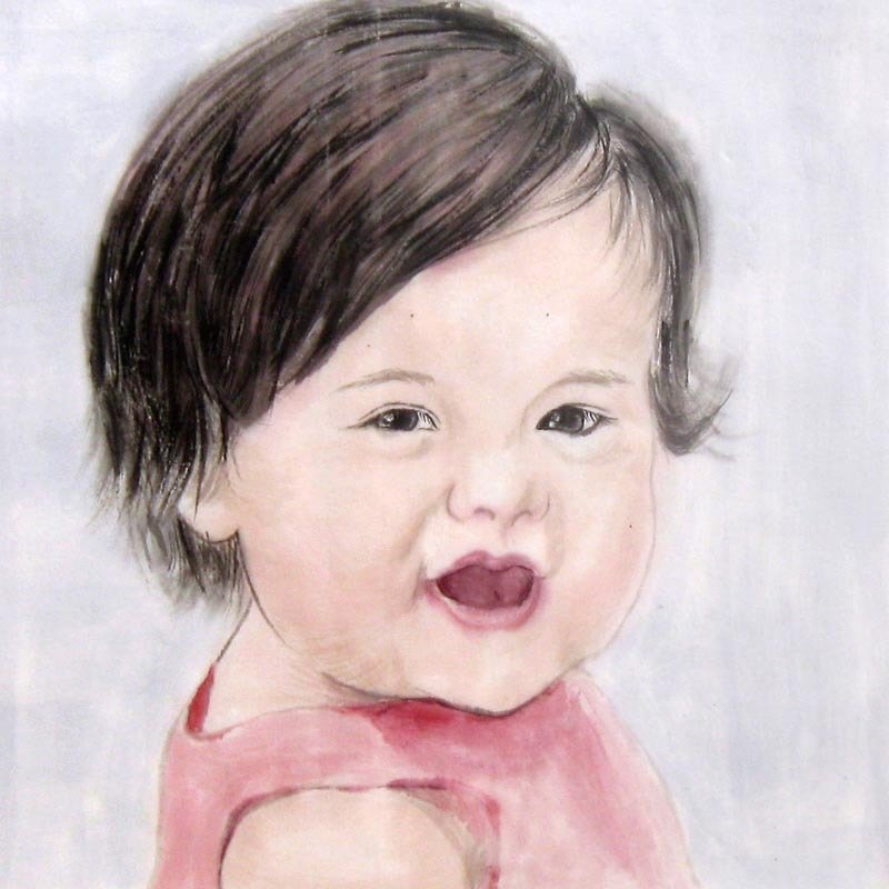30x30cmCustom Portrait, Child's Portrait, Children's Personalized Original Hand Drawn Portrait from Your Photo, OOAK watercolor Painting Ideas Gift - ภาพวาดบุคคล - กระดาษ 
