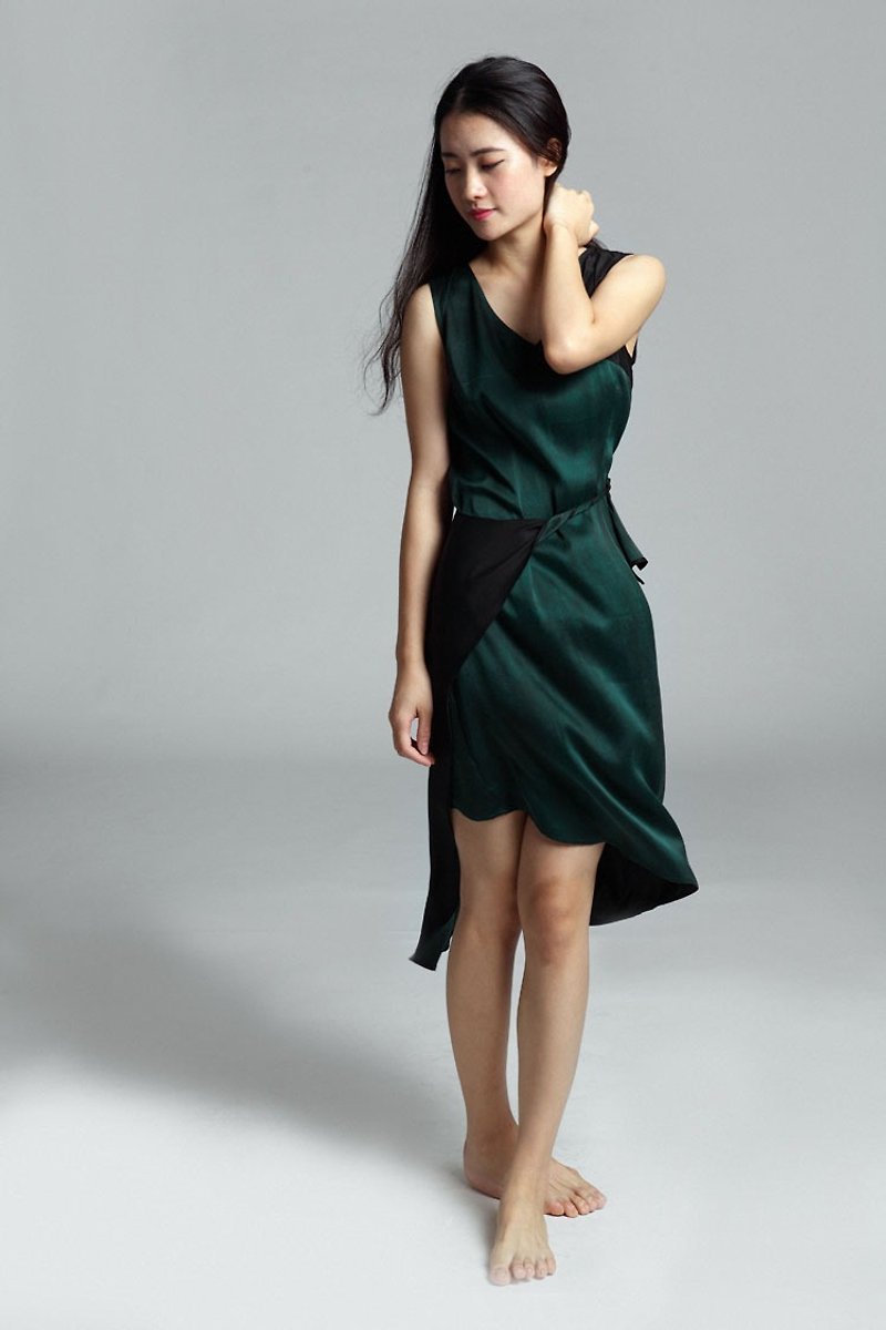 New fragrant cloud yarn dress summer silk silk - Skirts - Silk Green