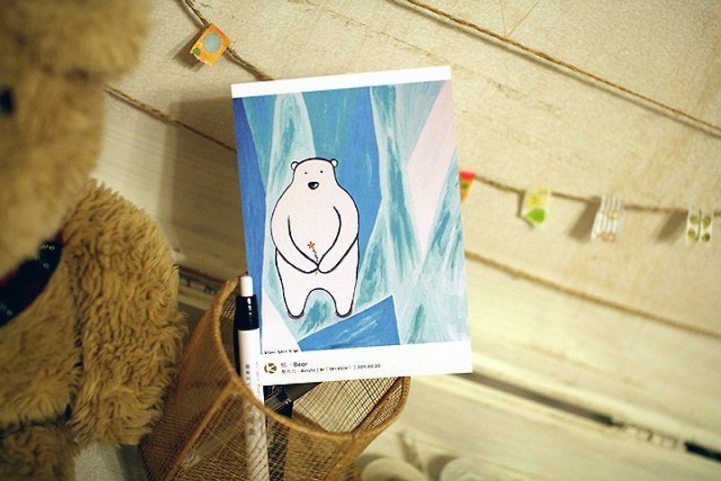 kami插繪明信片- 北極熊 - 卡片/明信片 - 紙 藍色