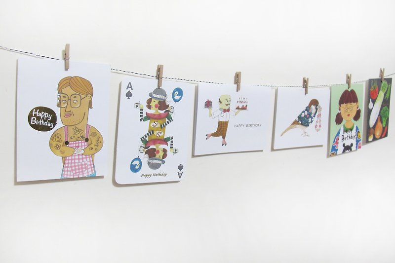 panda雜貨舖-三號餐happy card set 附六個不同的可愛信封喔！情人節卡片 生日卡 - 心意卡/卡片 - 紙 白色